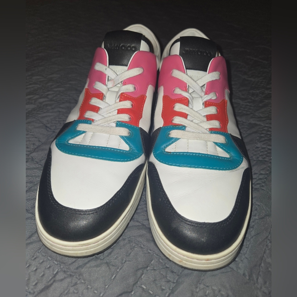 Jimmy Choo Men's Sneakers FLORENTMLMX White/Peacock Size 44.5 US 10.5